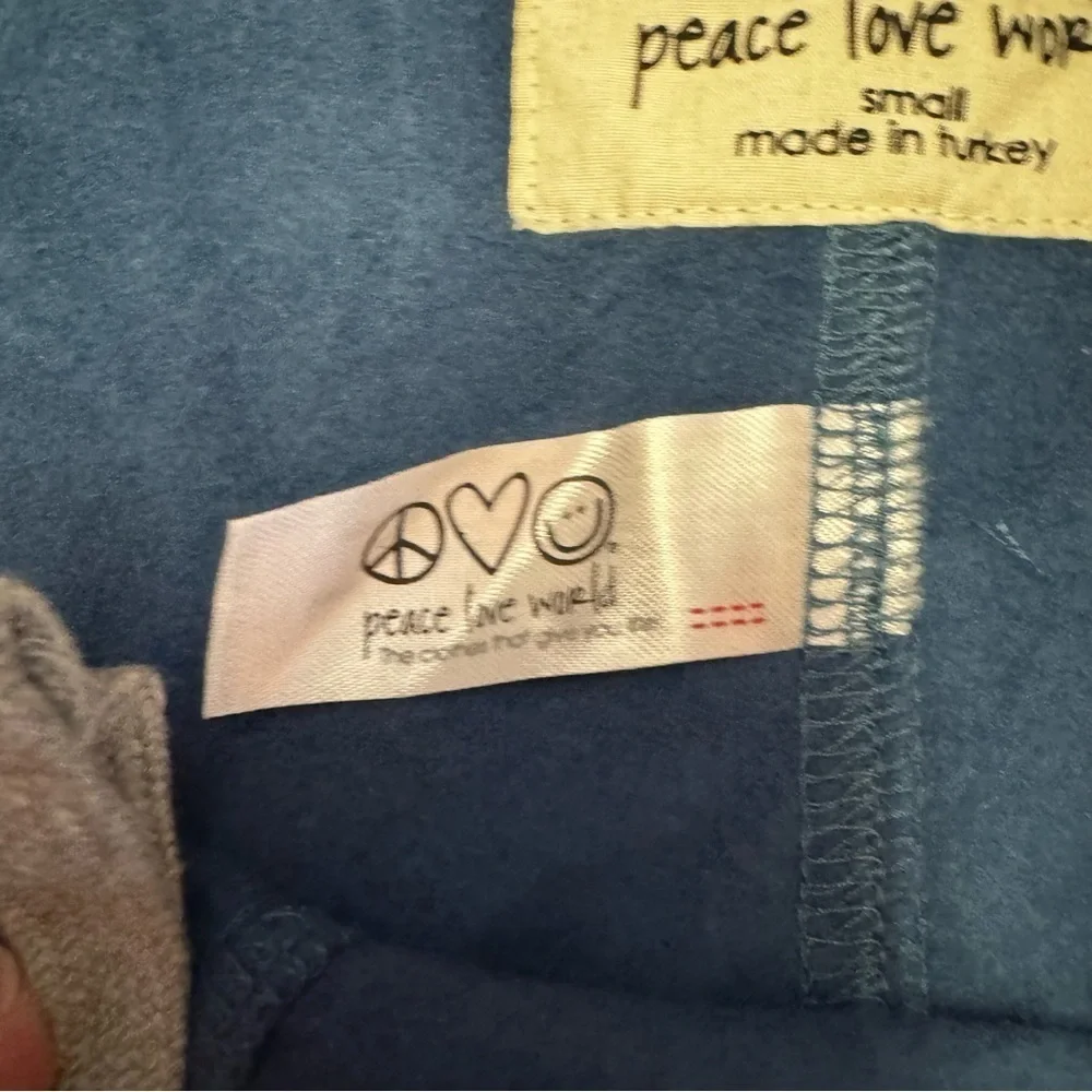 Peace Love World Blue  Sweatpants Lounge Pants  Size Small Drawstring Waist NEW